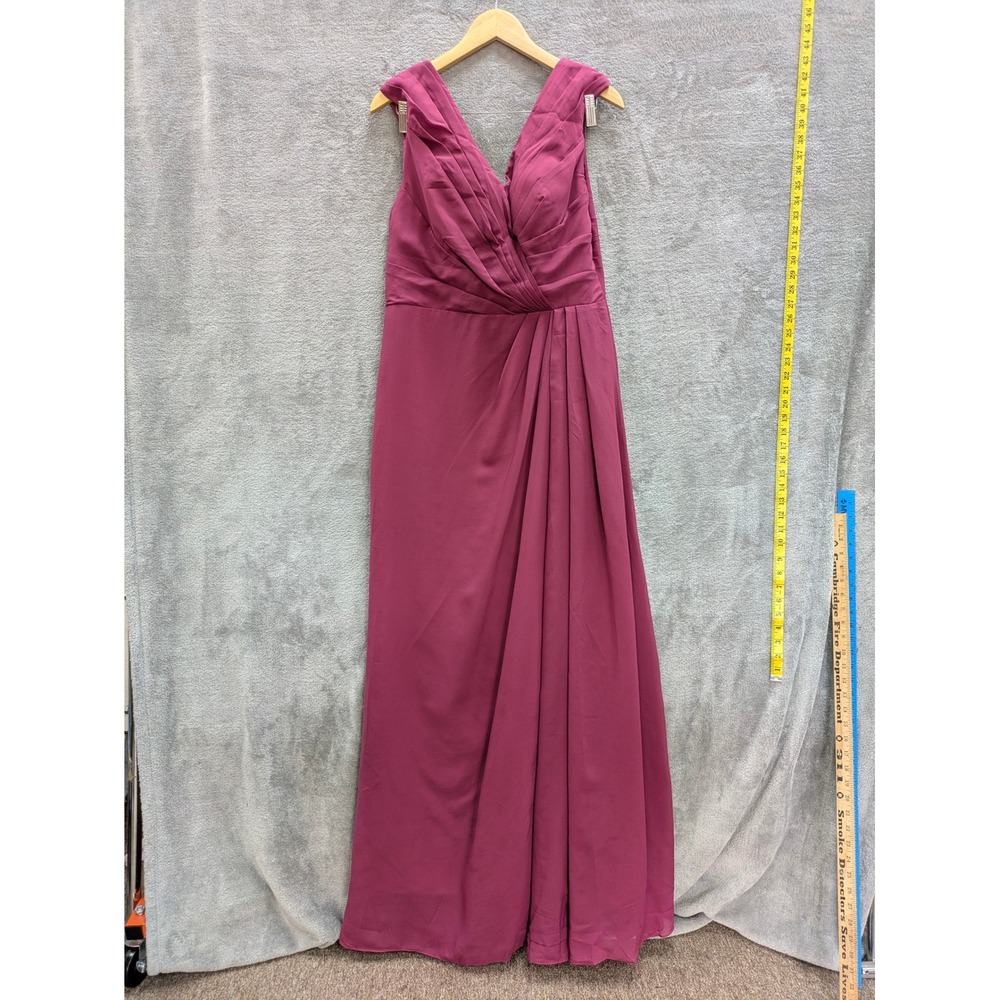 Elegant Formal Maxi Dress Women UK 16 EU 44 V-Neck Ruched Berry Pink